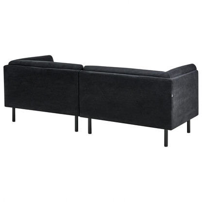 3 And 2 Seater Sofa Set Black Polyester Upholstered Living Room Furniture With Water Repellent Fabric