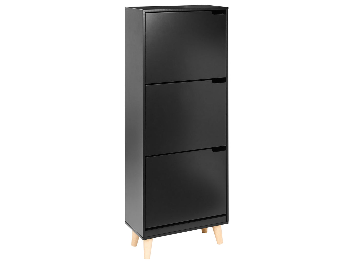 Armadietto Black MDF Shoe Cabinet 3 Compartments Modern Hallway