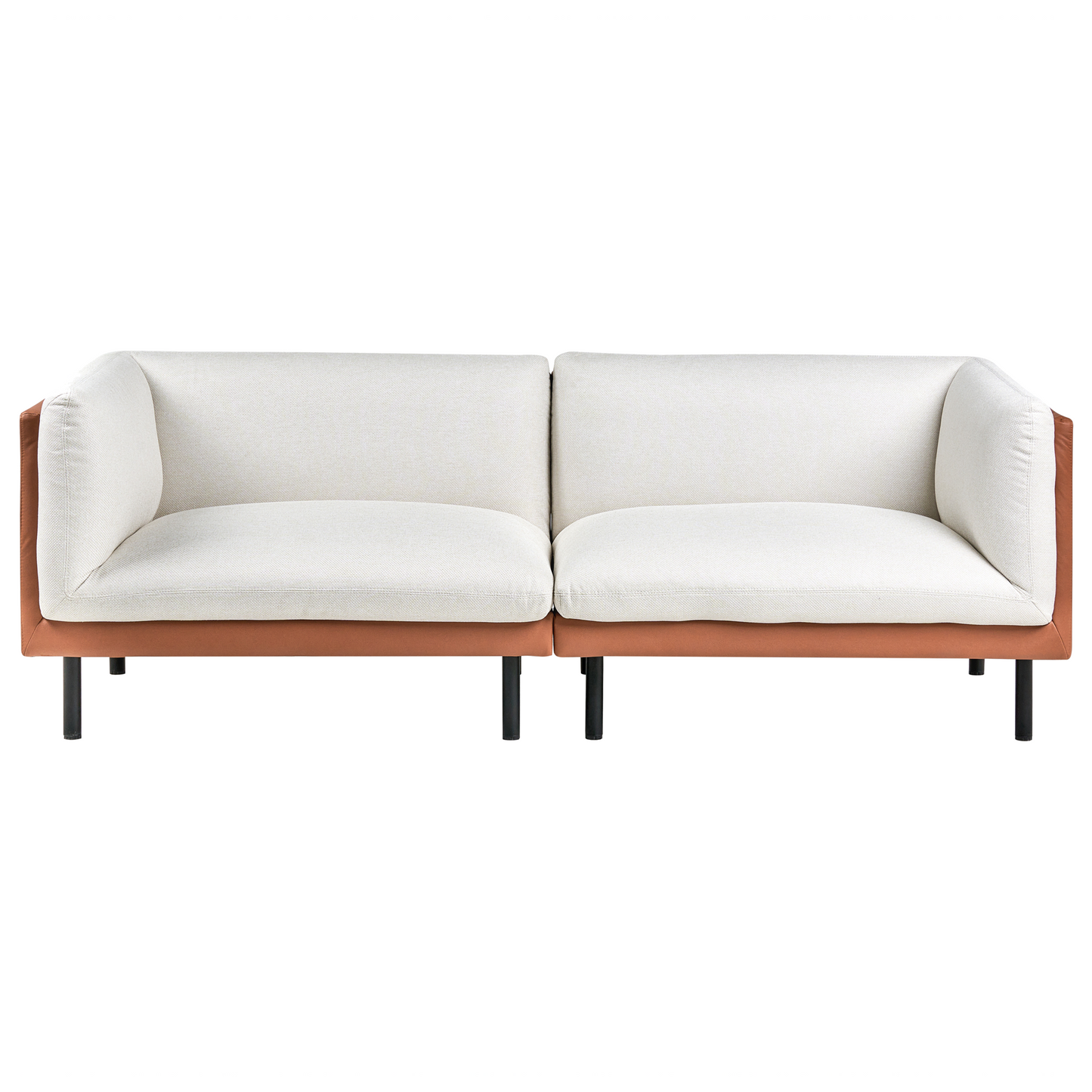 3 Seater Sofa Off-White and Brown Fabric Water-Repellent