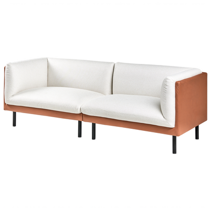 3 Seater Sofa Off-White and Brown Fabric Water-Repellent
