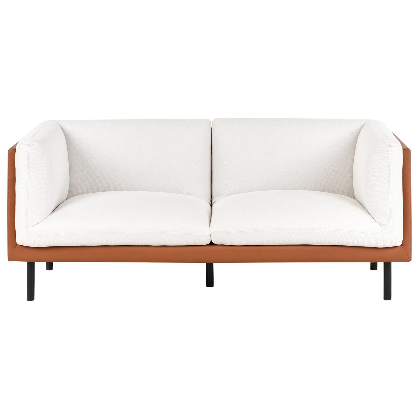 3 Seater Sofa Off-White and Brown Fabric Water-Repellent
