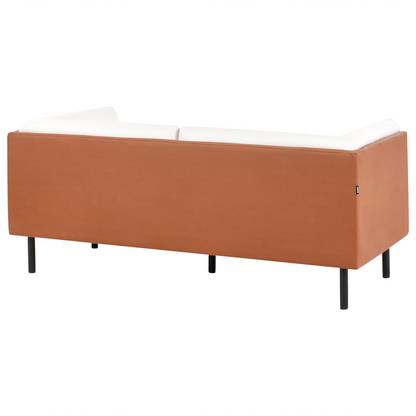 3 Seater Sofa Off-White and Brown Fabric Water-Repellent