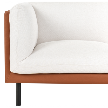 3 Seater Sofa Off-White and Brown Fabric Water-Repellent