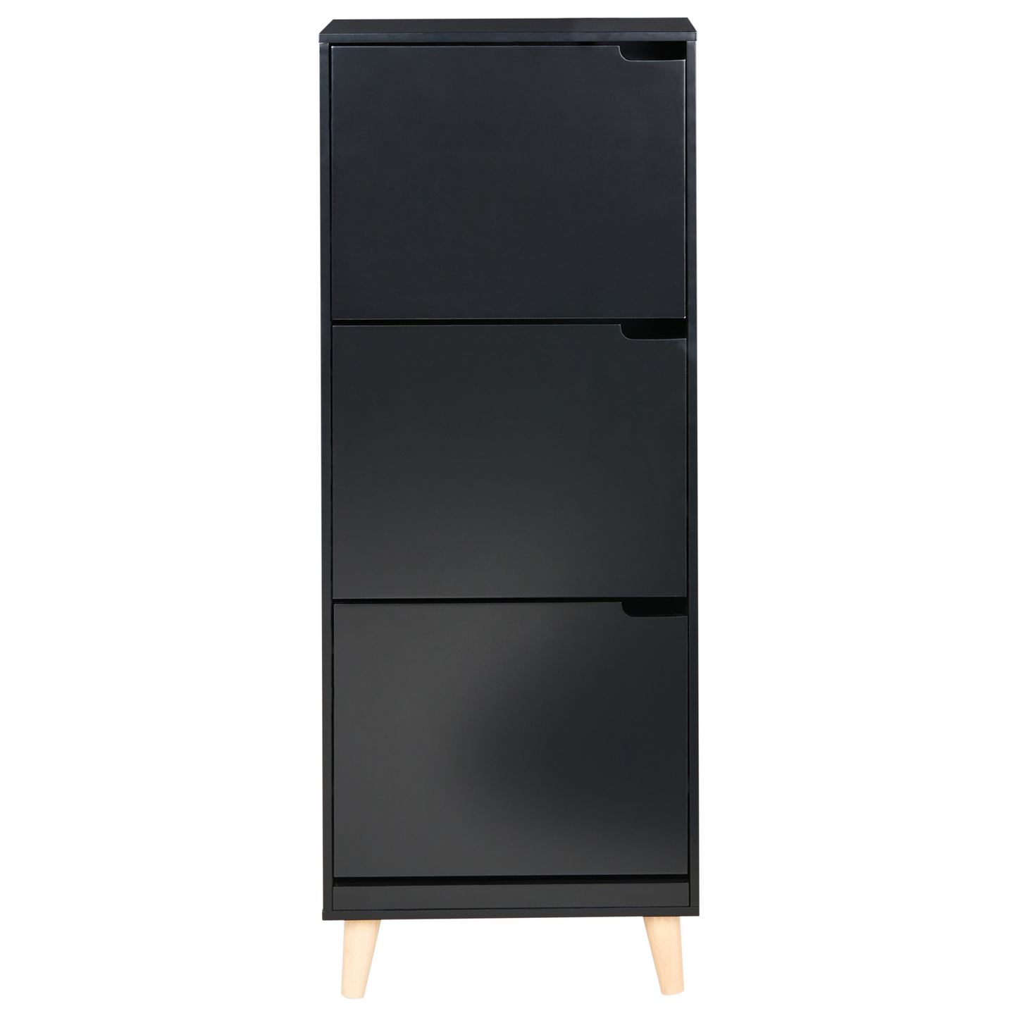 Armadietto Black MDF Shoe Cabinet 3 Compartments Modern Hallway