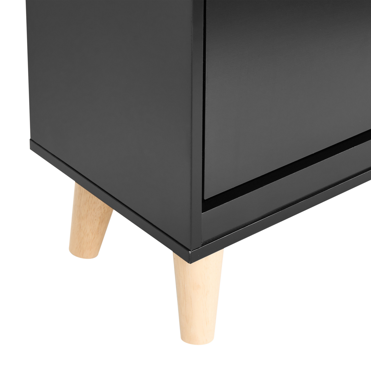 Armadietto Black MDF Shoe Cabinet 3 Compartments Modern Hallway
