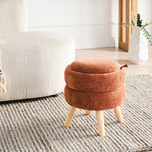 Pouffe Golden Brown Chenille Storage Stool 40 x 41cm