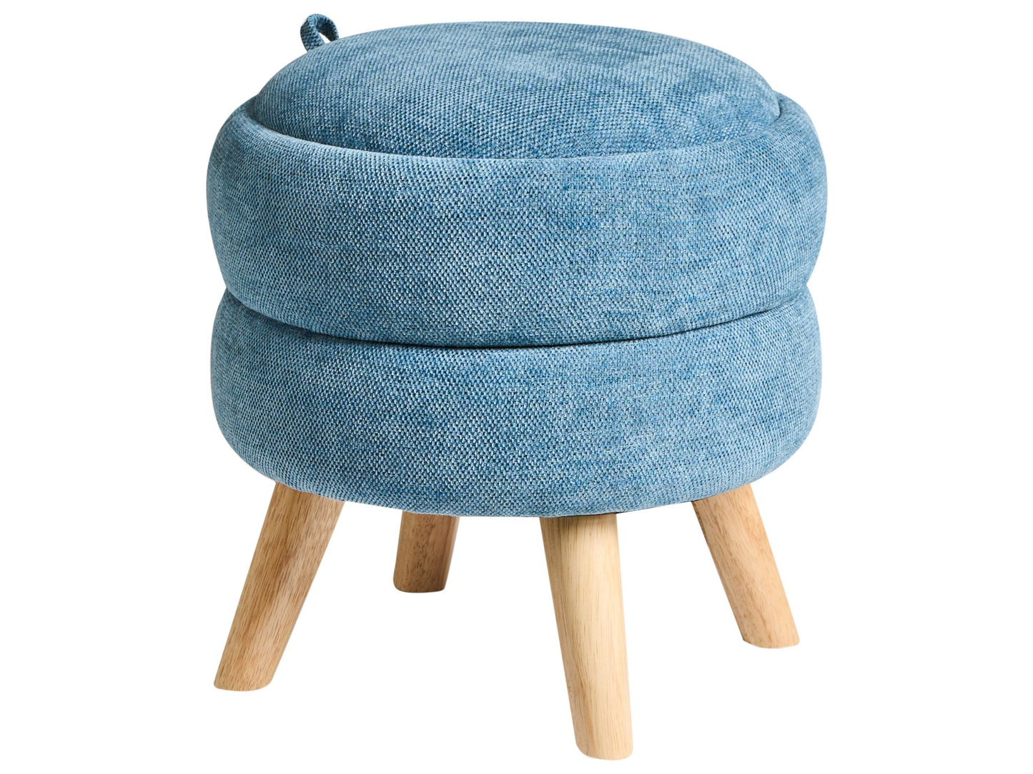Pouffe Blue Chenille Storage Stool 40 x 41cm Modern Design