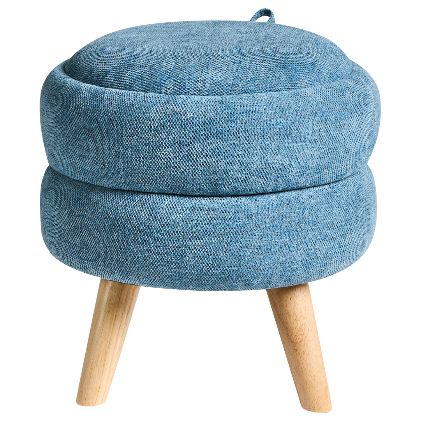 Pouffe Blue Chenille Storage Stool 40 x 41cm Modern Design