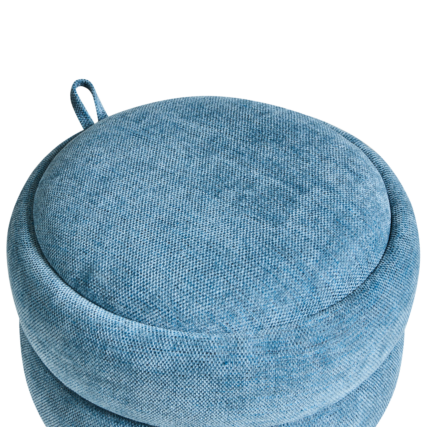 Pouffe Blue Chenille Storage Stool 40 x 41cm Modern Design
