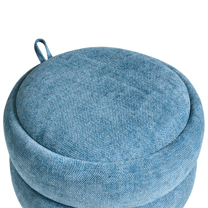 Pouffe Blue Chenille Storage Stool 40 x 41cm Modern Design