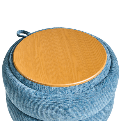 Pouffe Blue Chenille Storage Stool 40 x 41cm Modern Design