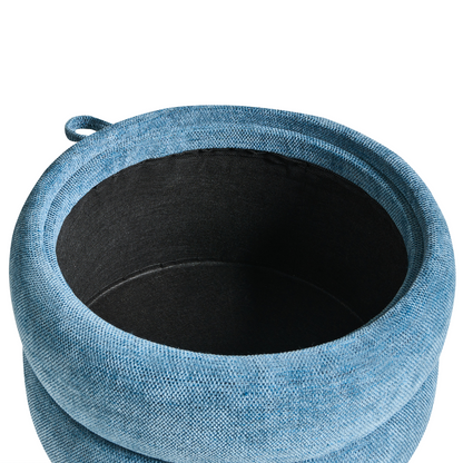 Pouffe Blue Chenille Storage Stool 40 x 41cm Modern Design