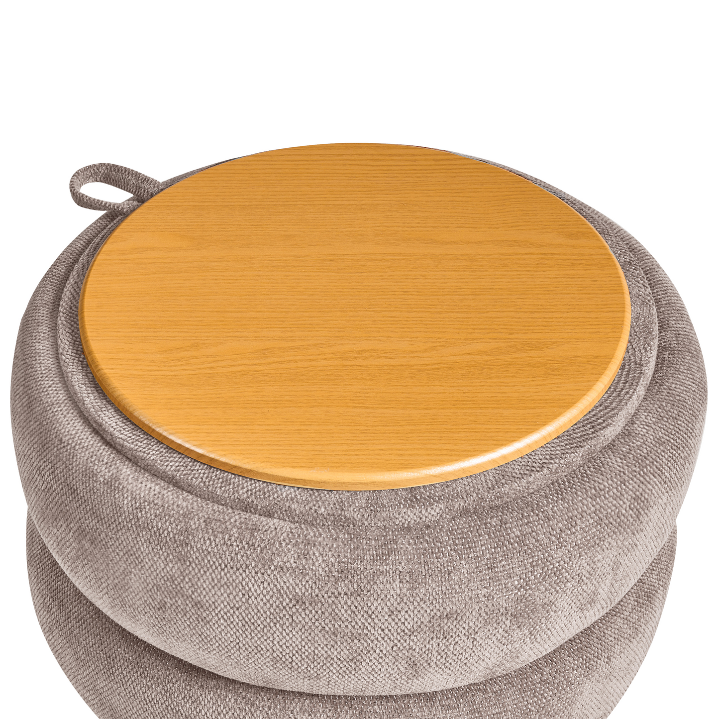 Taupe Chenille Upholstered Pouffe With Hidden Storage 40 x 41cm Modern Stool