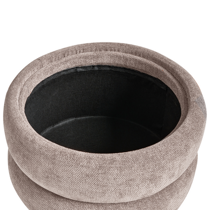 Taupe Chenille Upholstered Pouffe With Hidden Storage 40 x 41cm Modern Stool