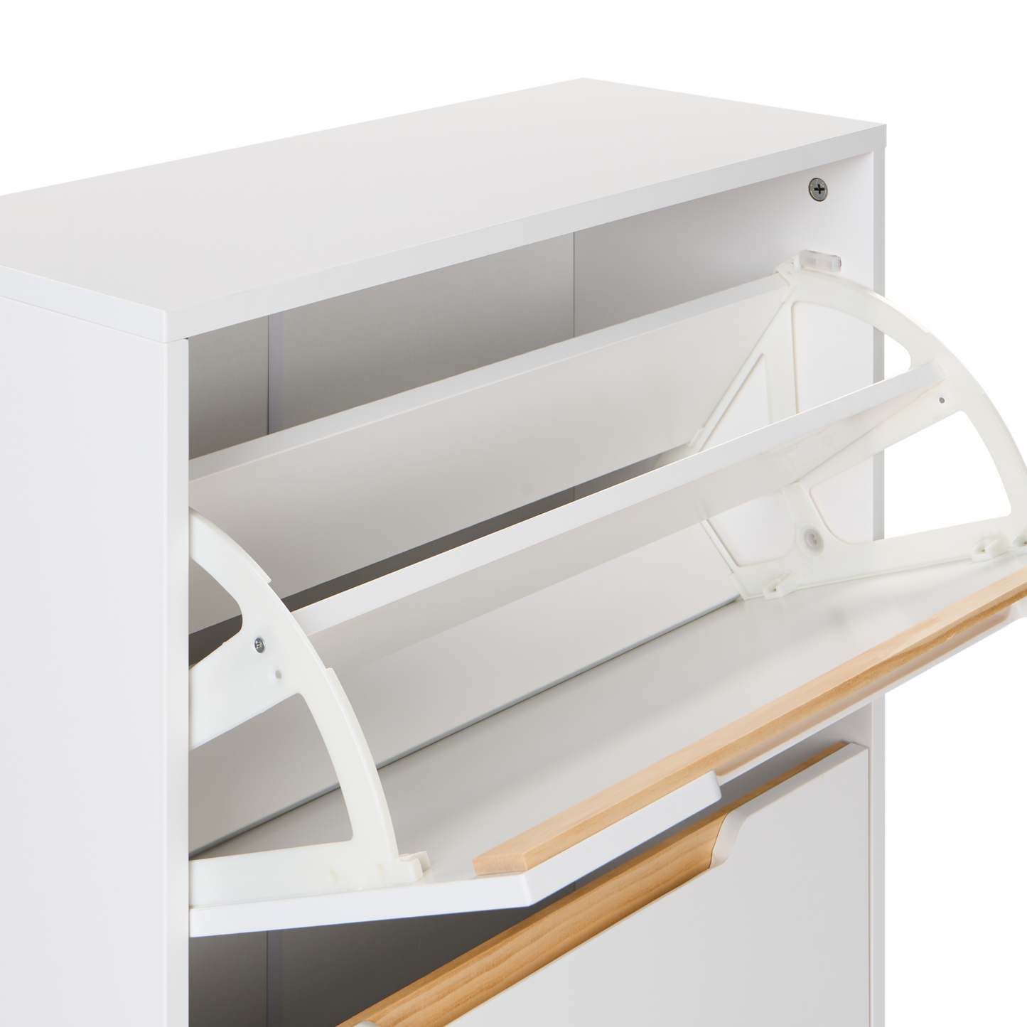 NovaHome White MDF Three Compartments Shoe Storage Cabinet