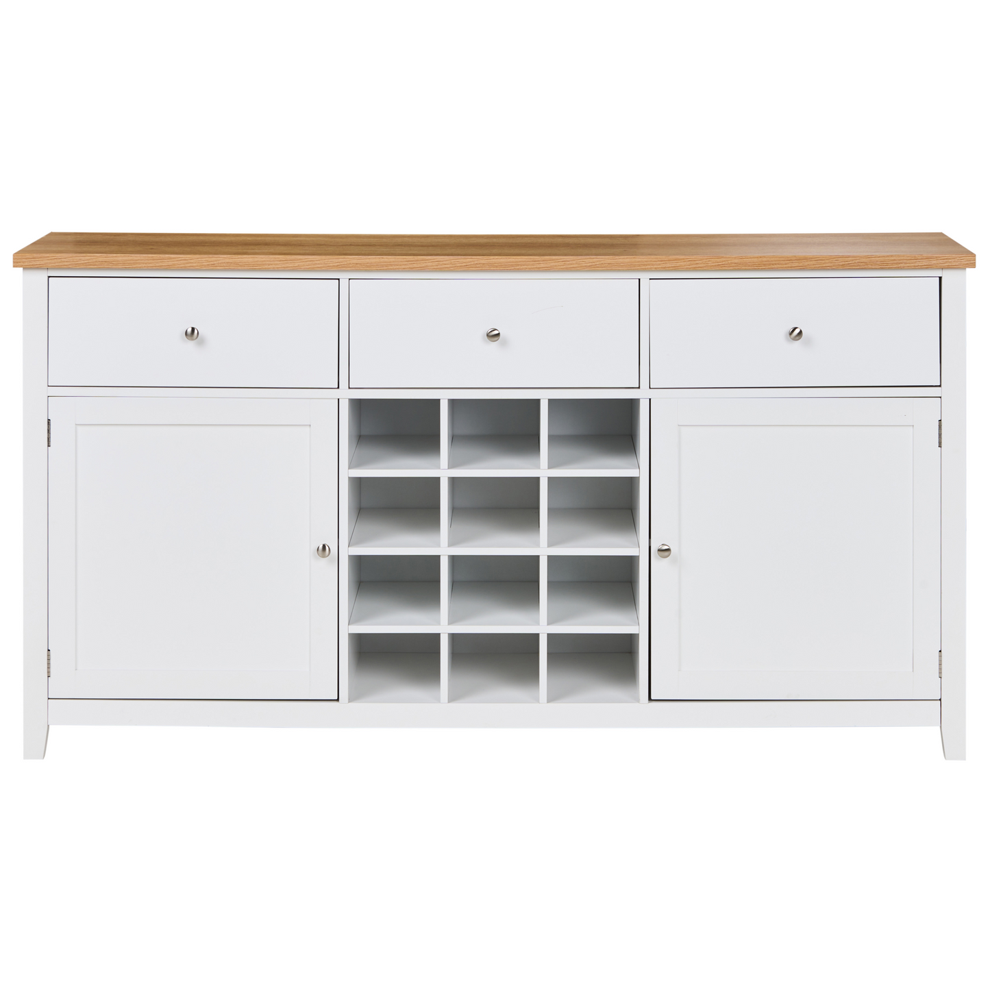 NovaHome White MDF Sideboard 2 Doors Drawers Wine Rack Modern