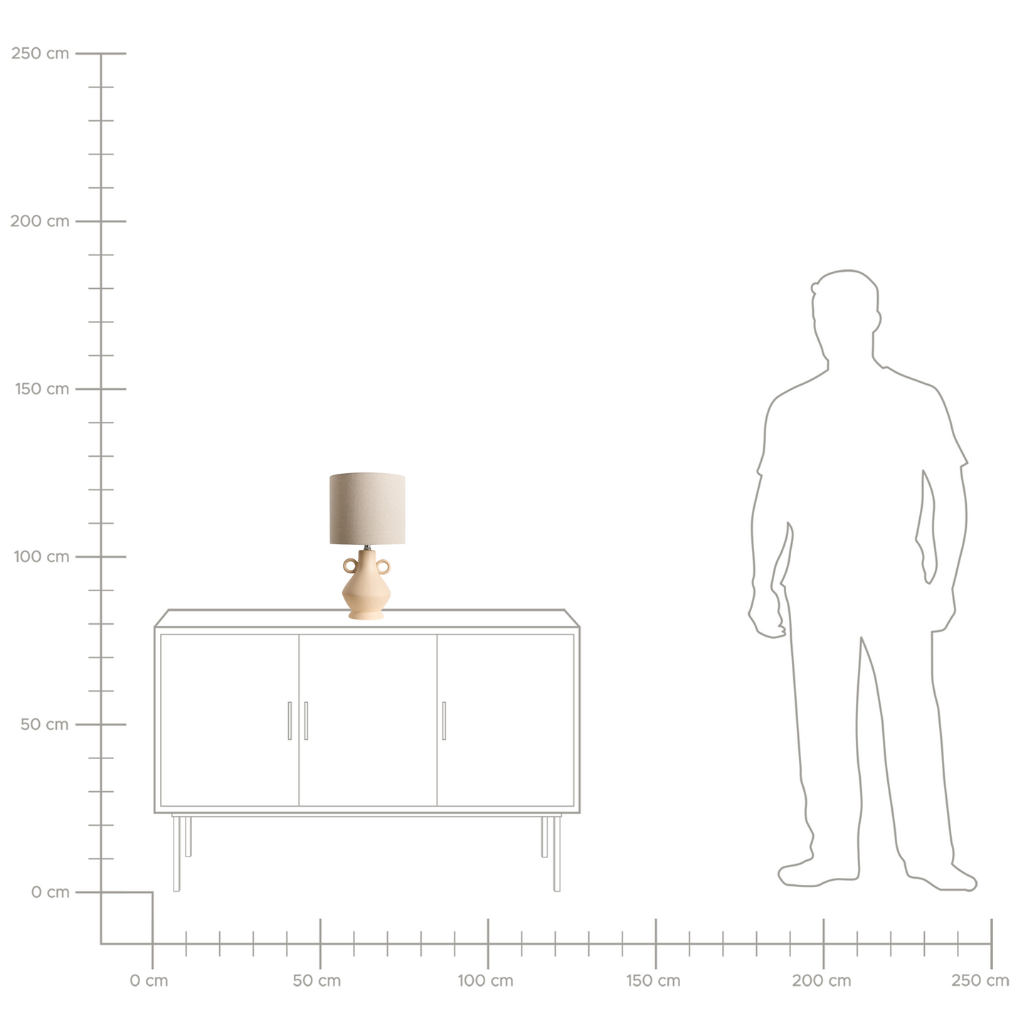 Beige Ceramic Two Handle Table Lamp Drum Shade