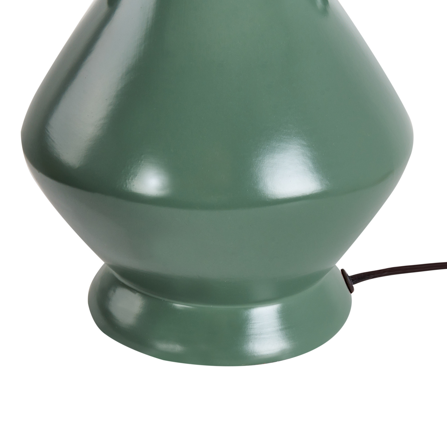 Green Ceramic Table Lamp With Textured Fabric Shade