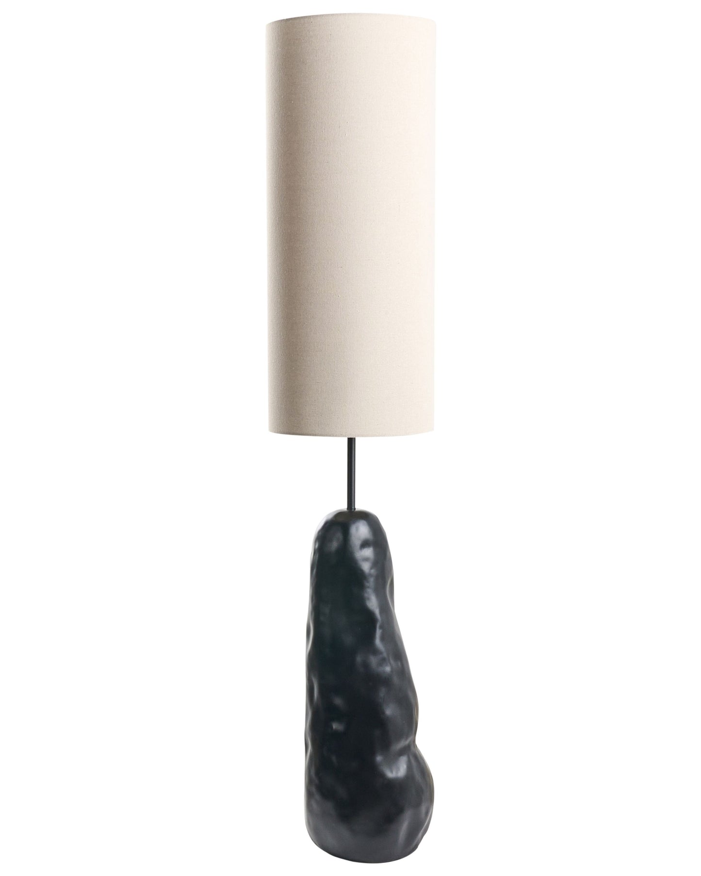 Oragnic Style Floor Lamp Black Ceramic Base Adjustable Fabric Shade