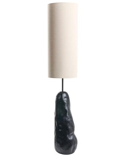 Oragnic Style Floor Lamp Black Ceramic Base Adjustable Fabric Shade