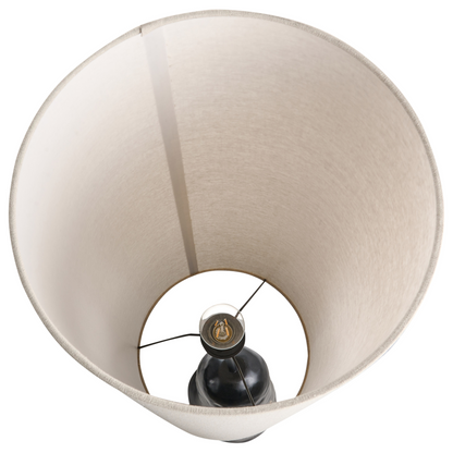 Oragnic Style Floor Lamp Black Ceramic Base Adjustable Fabric Shade