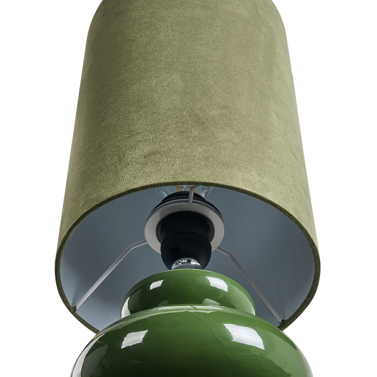 Bedside Lamp Faux Suede Shade Olive Green Ceramic Base 62cm