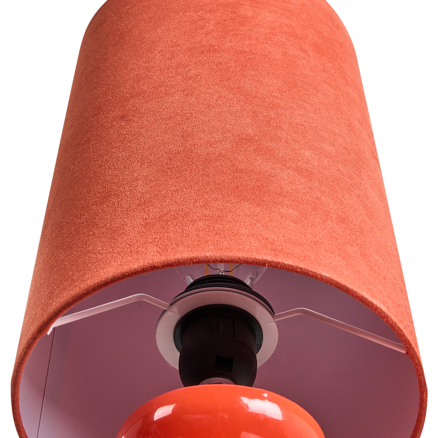 Bedside Table Lamp Red Ceramic Base With Faux Suede Shade 62cm Modern