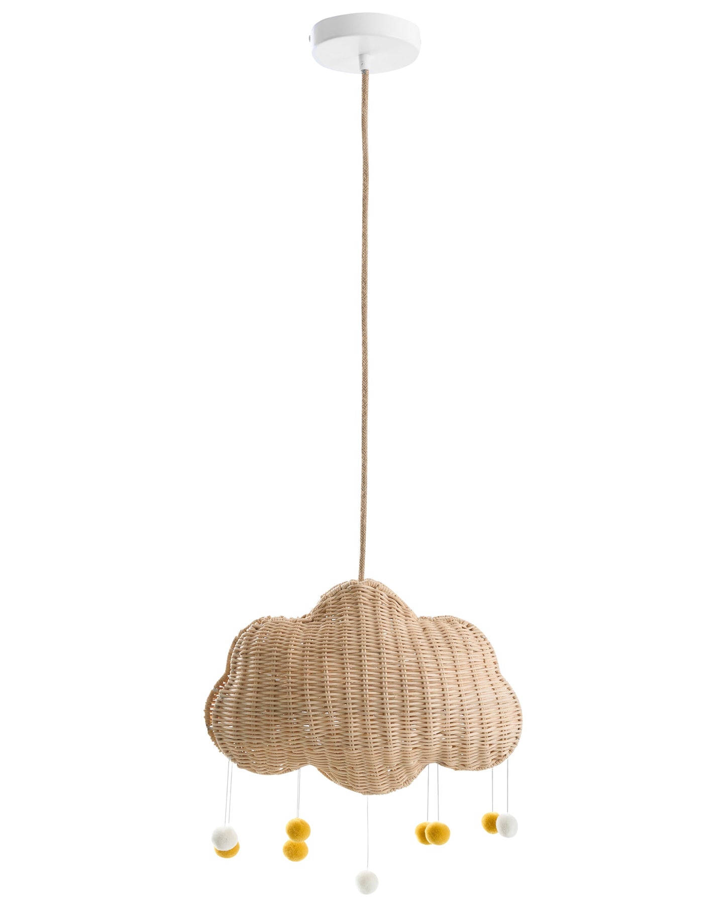 Cloud Pendant Lamp Natural Rattan Hand Woven Shade Soft Cloud Shape For Cozy Kids Bedroom Ceiling Light