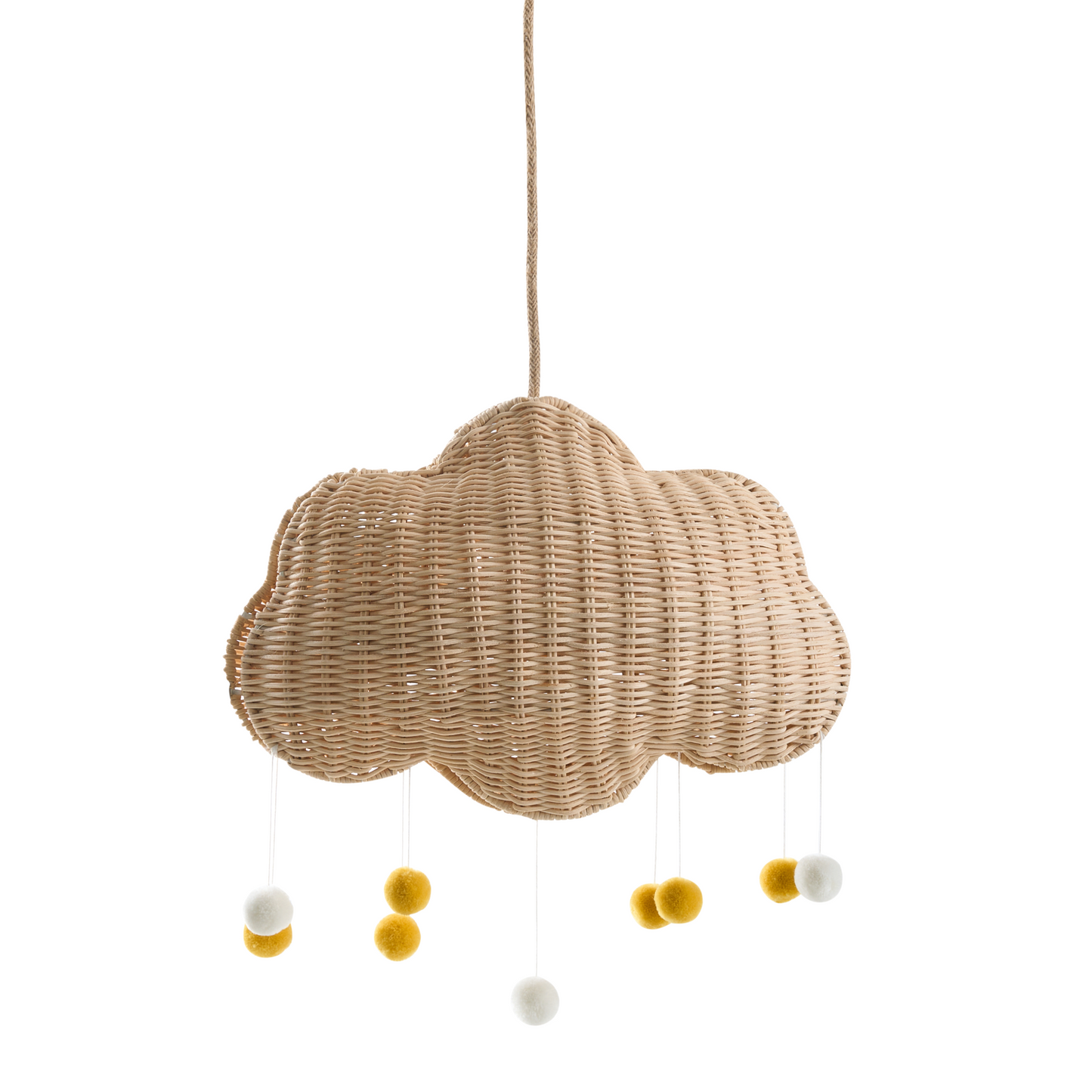 Cloud Pendant Lamp Natural Rattan Hand Woven Shade Soft Cloud Shape For Cozy Kids Bedroom Ceiling Light