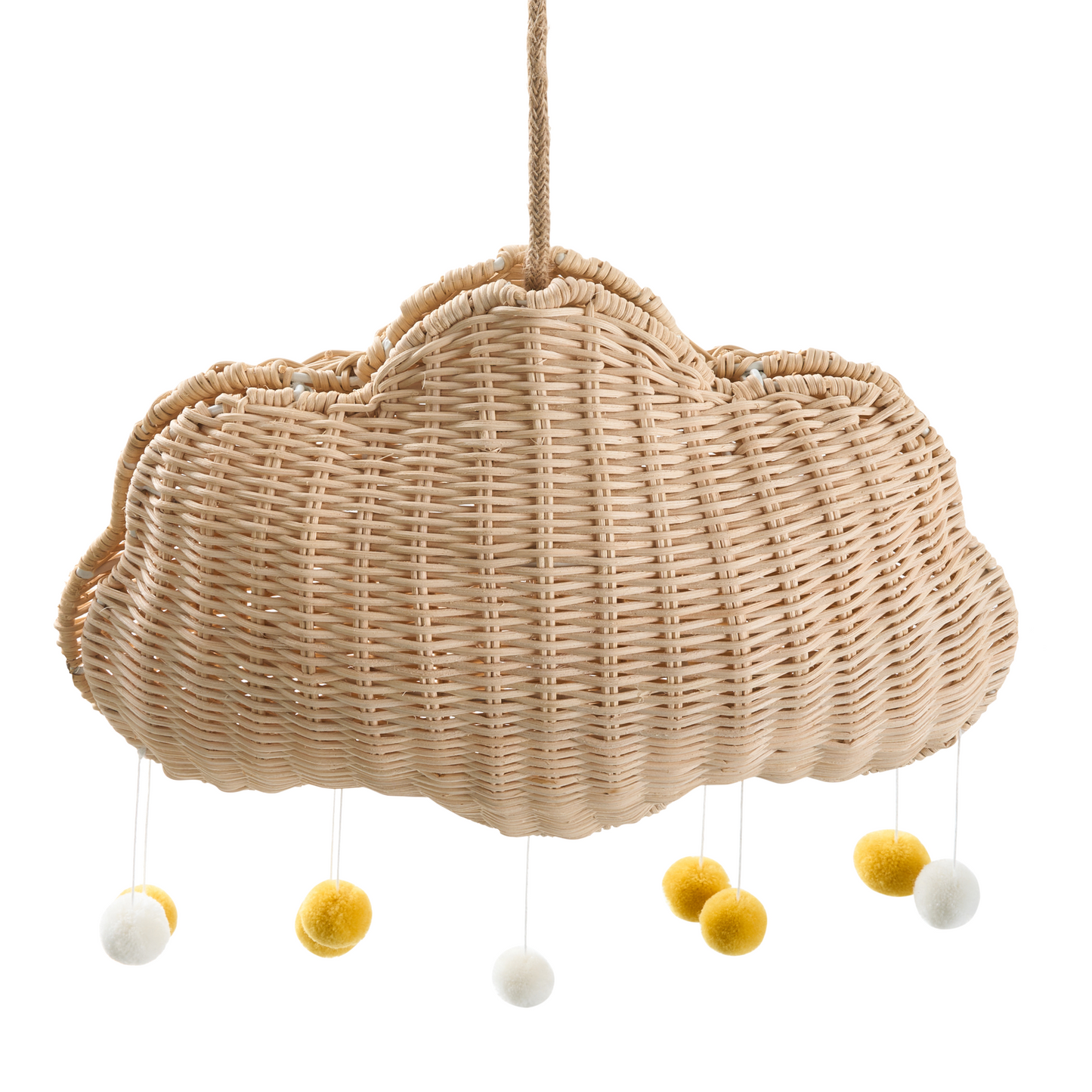 Cloud Pendant Lamp Natural Rattan Hand Woven Shade Soft Cloud Shape For Cozy Kids Bedroom Ceiling Light