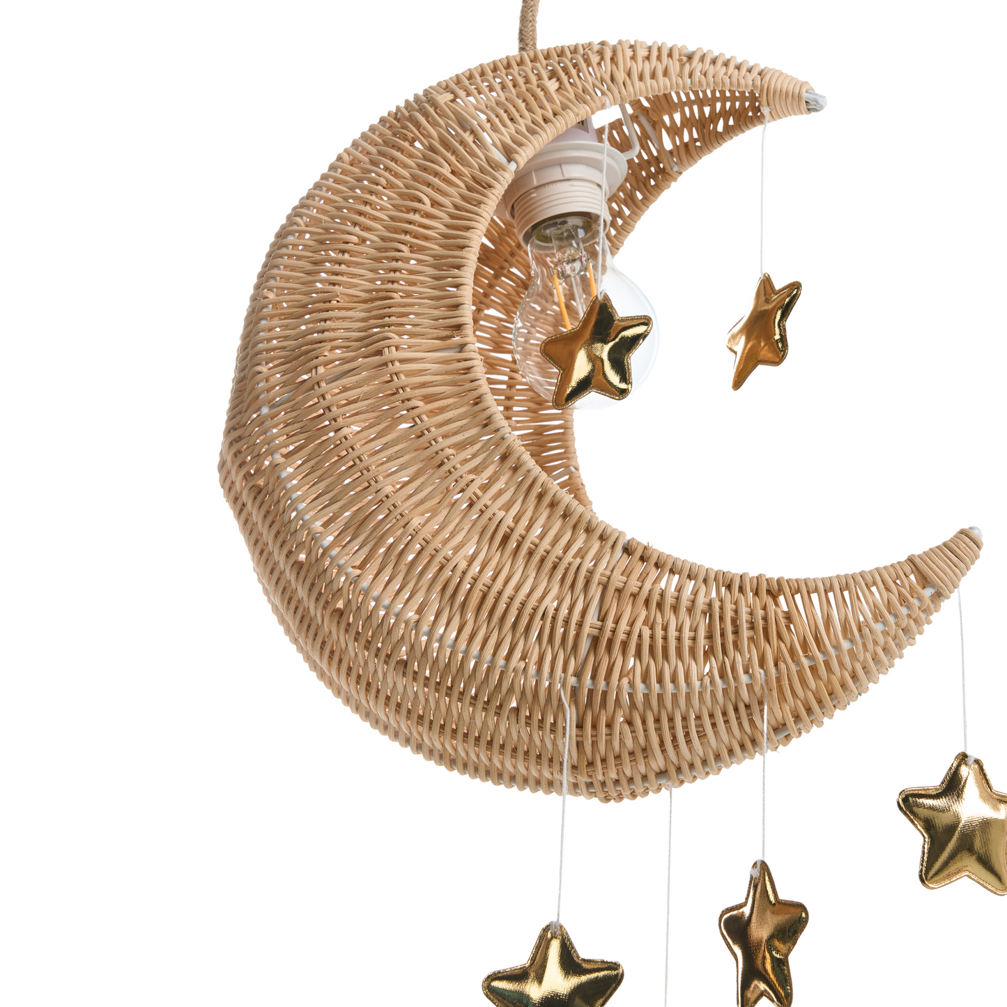 Moon Rattan Pendant Lamp Handwoven Natural Boho Shade
