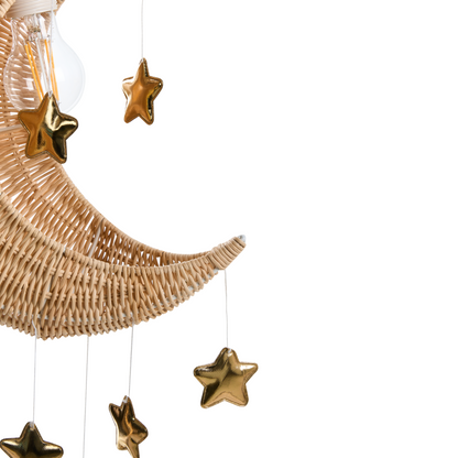 Moon Rattan Pendant Lamp Handwoven Natural Boho Shade