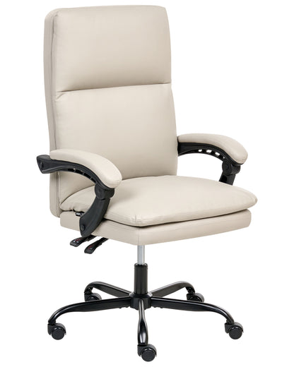 Executive Office Chair Beige Faux Leather Height Adjustable