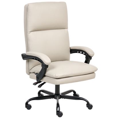 Executive Office Chair Beige Faux Leather Height Adjustable