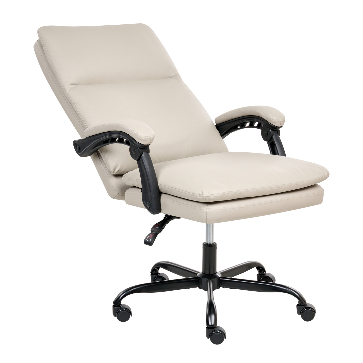 Executive Office Chair Beige Faux Leather Height Adjustable