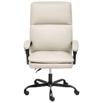 Executive Office Chair Beige Faux Leather Height Adjustable