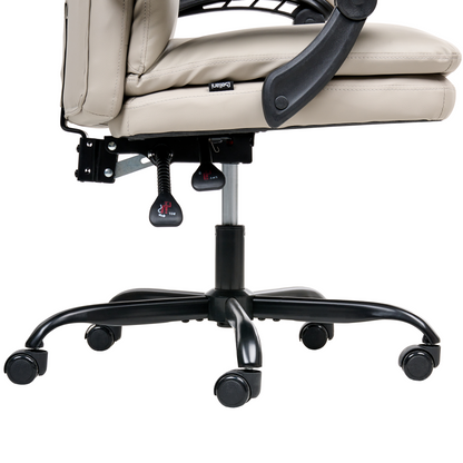 Executive Office Chair Beige Faux Leather Height Adjustable