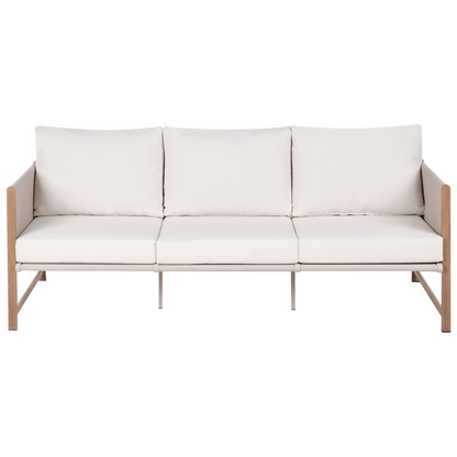 5 Seater Garden Sofa Set With Cushions Ottoman Glass Table