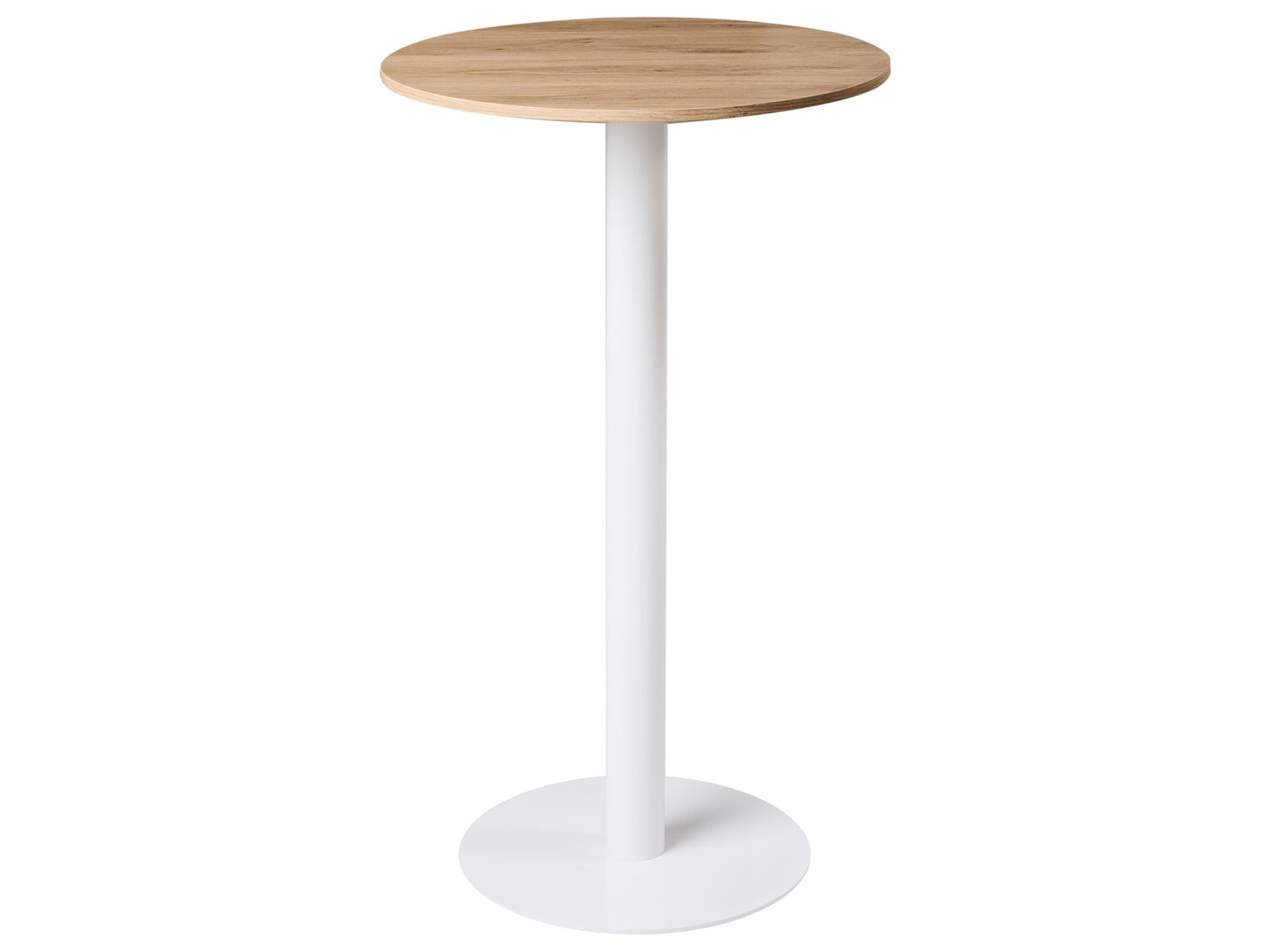 Garden Bistro Round Coffee Table 60 x 60cm Light Brown White Metal Base