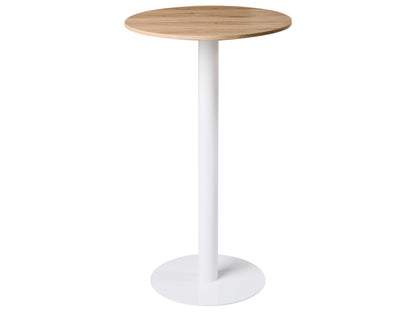 Garden Bistro Round Coffee Table 60 x 60cm Light Brown White Metal Base