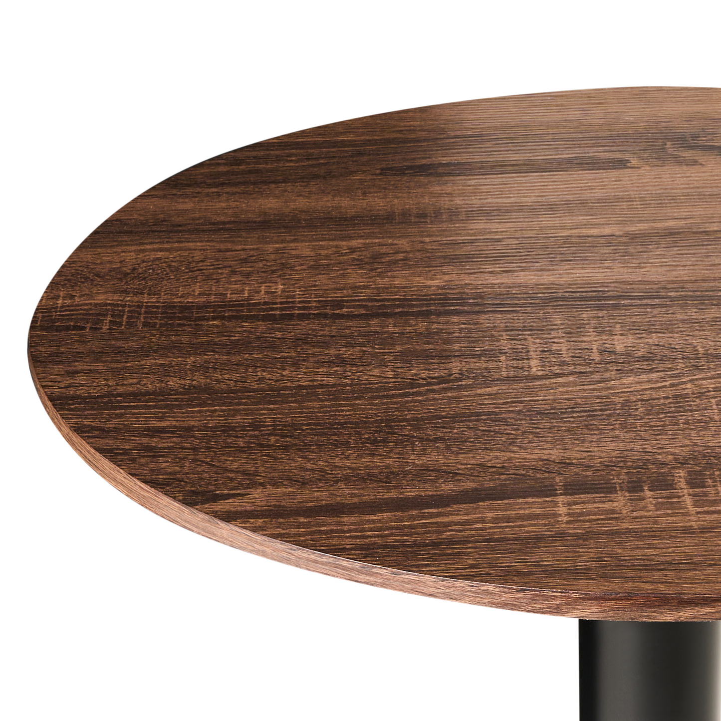 Garden Bistro Round Coffee Table 60 x 60cm Dark Brown Black Metal Base