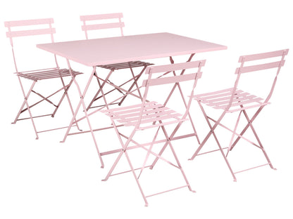 Garden Pastel Pink Steel Folding Table And Chairs Dining Set Storage