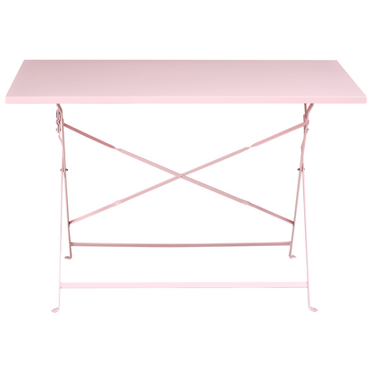 Garden Pastel Pink Steel Folding Table And Chairs Dining Set Storage
