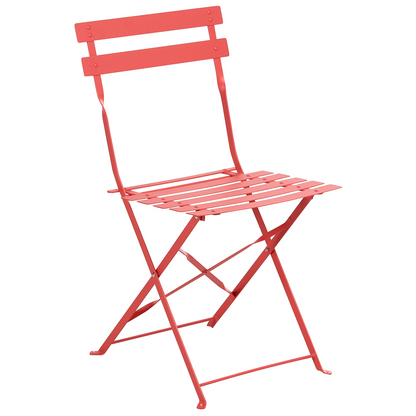Garden Dining Set Red Steel Table And Chairs With Folding Storage Option
