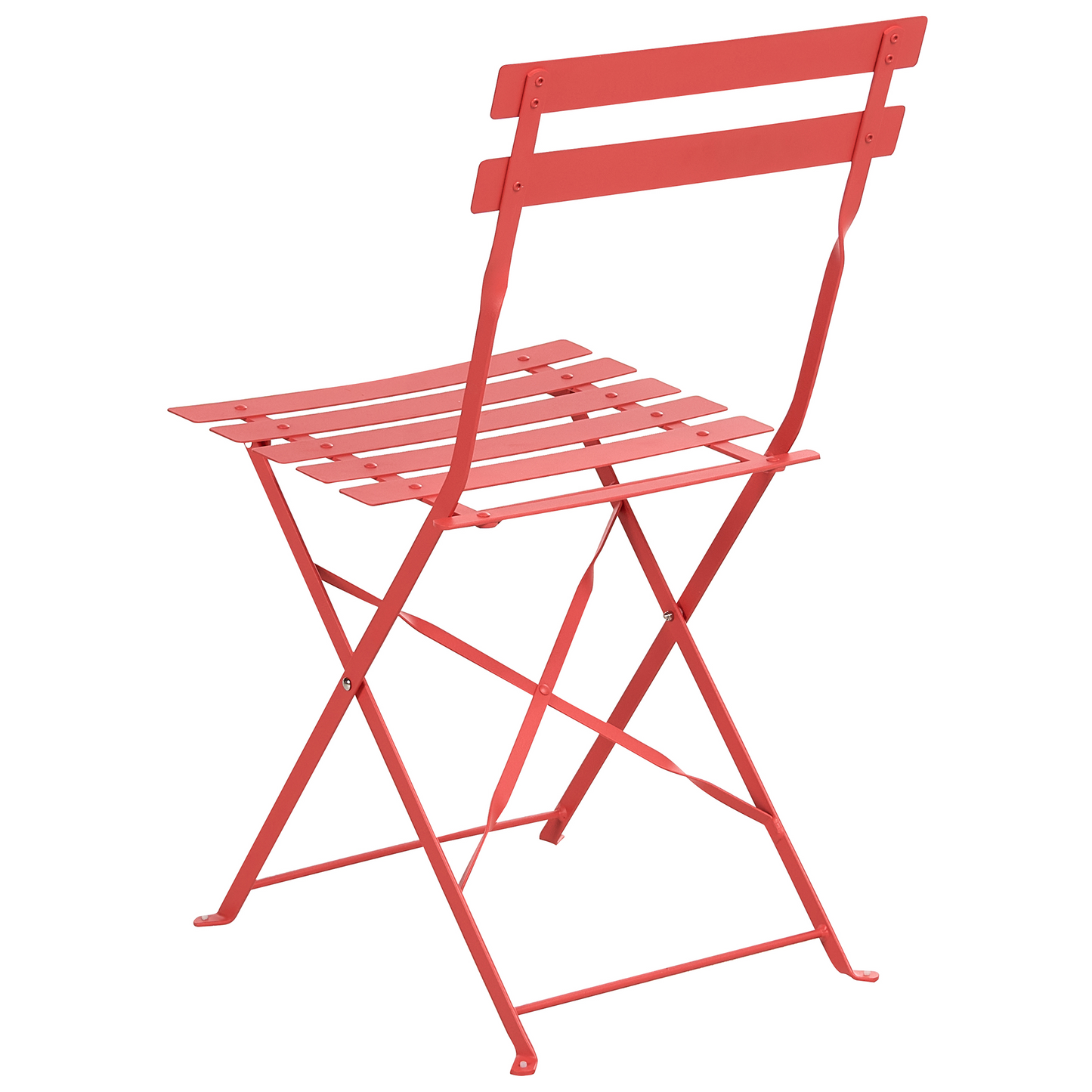 Garden Dining Set Red Steel Table And Chairs With Folding Storage Option