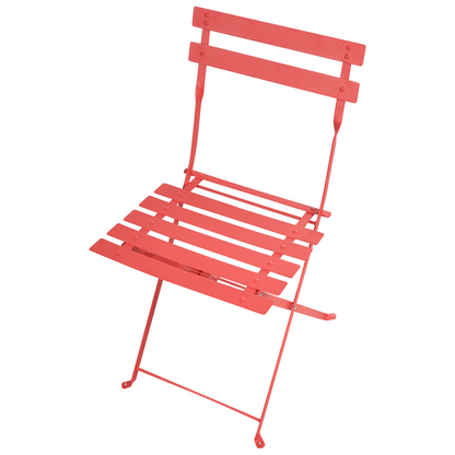 Garden Dining Set Red Steel Table And Chairs With Folding Storage Option