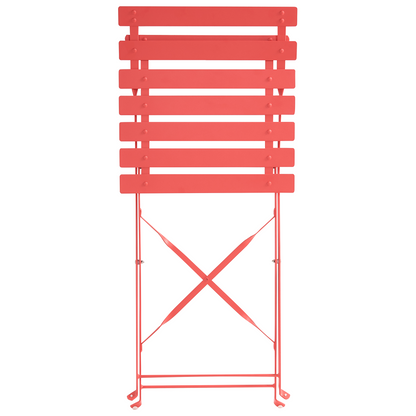 Garden Dining Set Red Steel Table And Chairs With Folding Storage Option