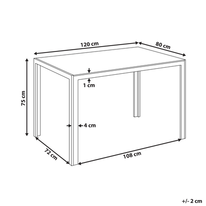 Modern Dining Table Black Tempered Glass Top 120 x 80cm