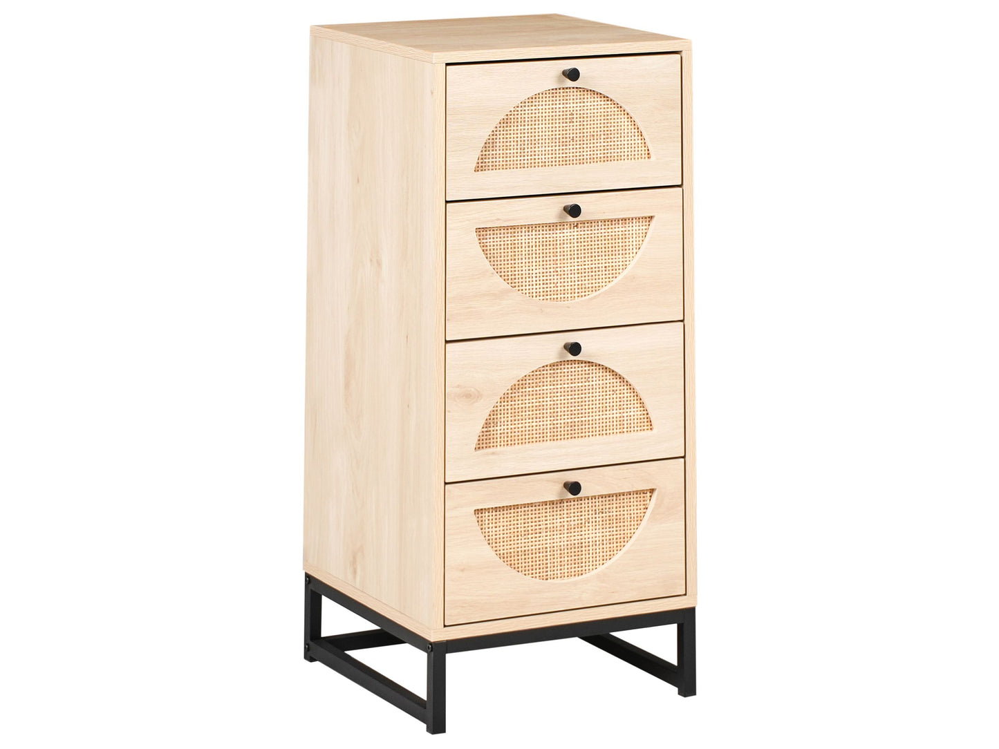 Chest of Drawers Light Brown Rattan Front 4 Drawers
