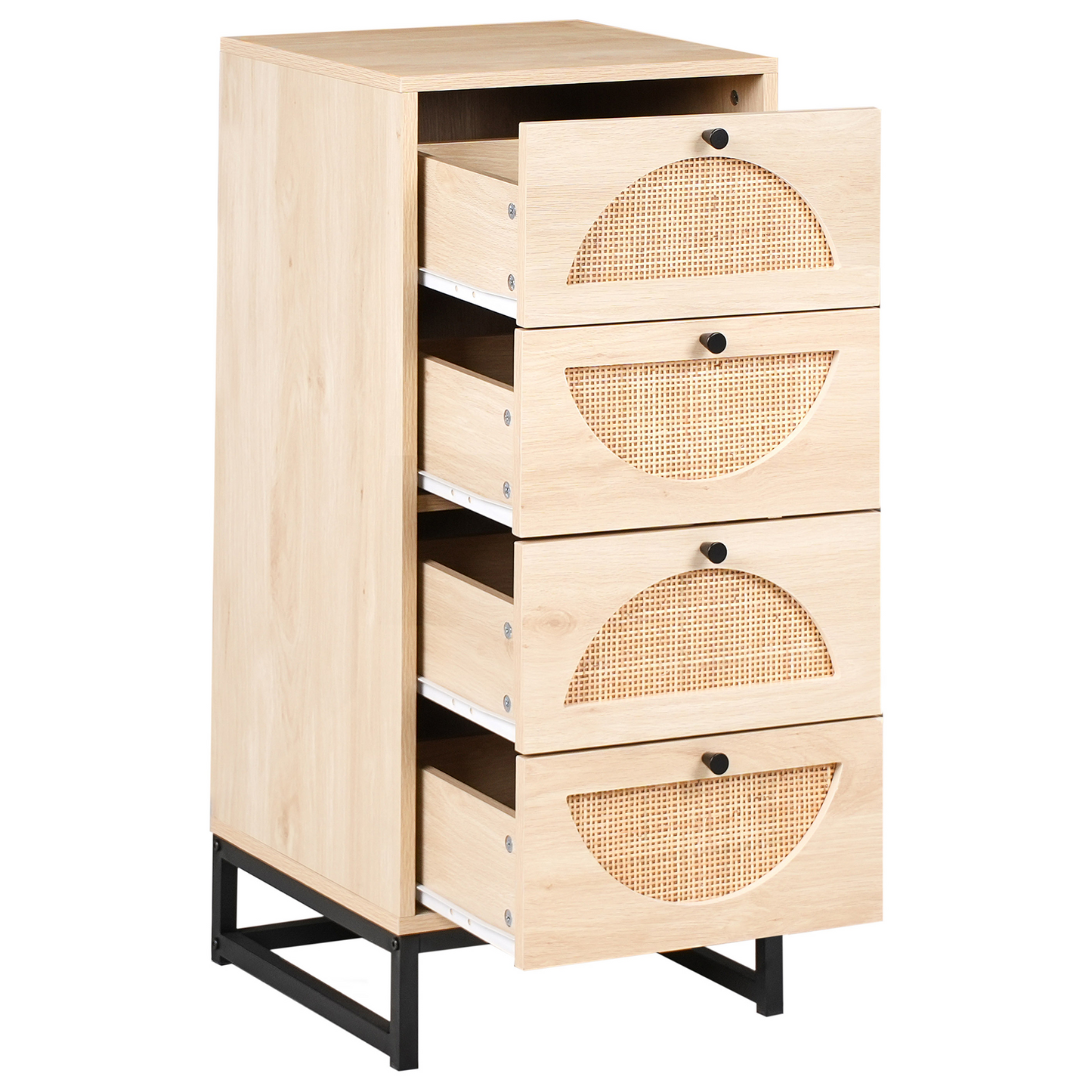 Chest of Drawers Light Brown Rattan Front 4 Drawers